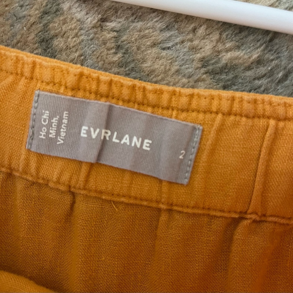 Everlane Square Neck Summer 100% Linen Crop Jumpsuit size 2 in Marigold yellow - Picture 5 of 8